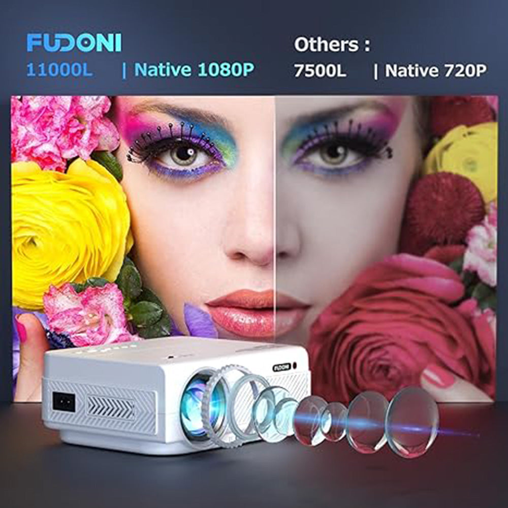 Projector with WiFi and Bluetooth, 5G WiFi Native 1080P Outdoor Projector 10000L Support 4K, Portable Movie Projector with Screen and Max 300", for iOS/Android/Laptop/TV Stick/HDMI/USB/VGA/TF - Torange