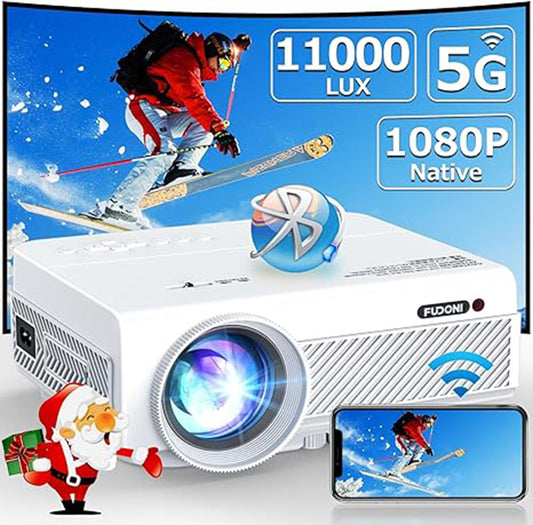 Projector with WiFi and Bluetooth, 5G WiFi Native 1080P Outdoor Projector 10000L Support 4K, Portable Movie Projector with Screen and Max 300", for iOS/Android/Laptop/TV Stick/HDMI/USB/VGA/TF - Torange