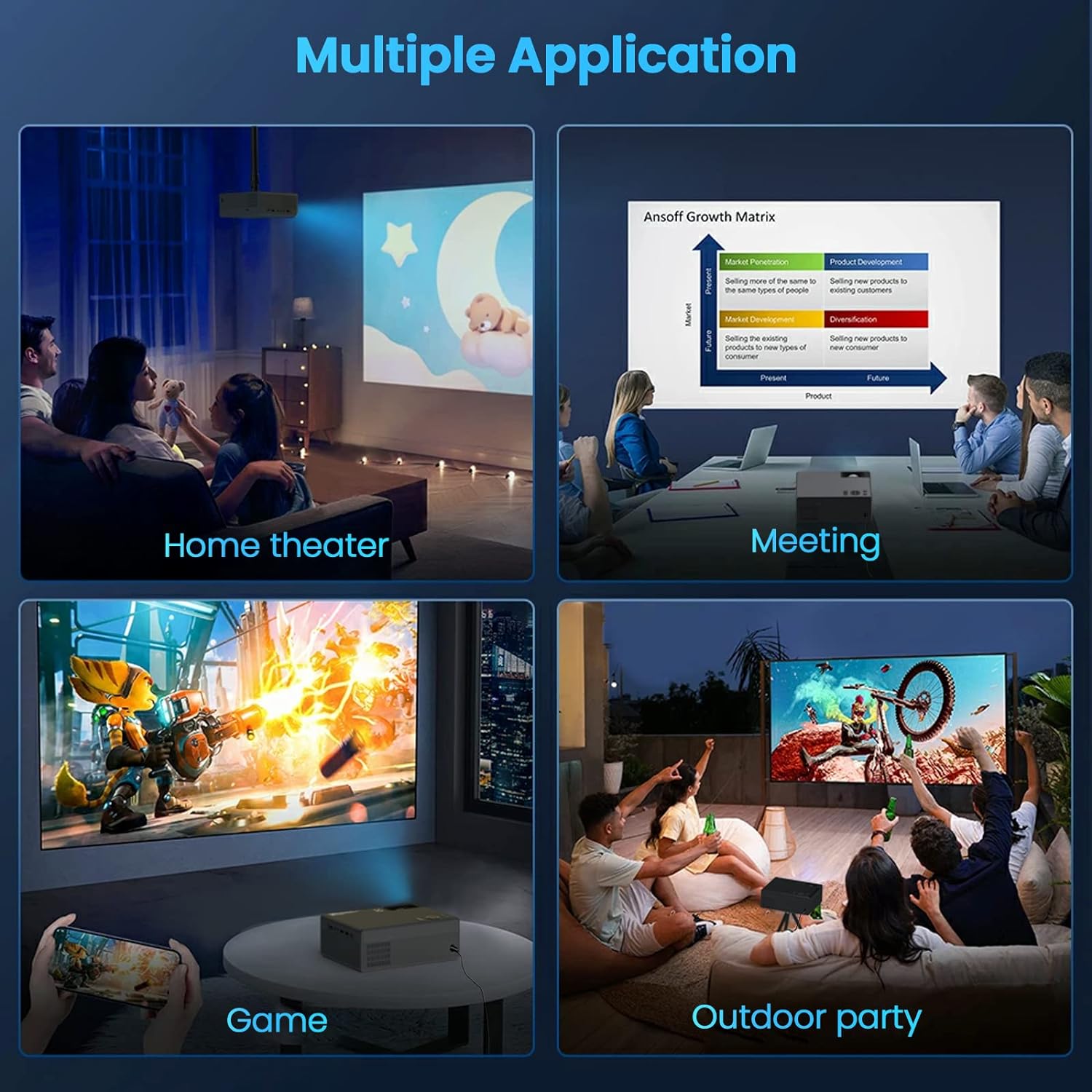 Projector with WiFi and Bluetooth, Projector 4K Support Native 1080P Projector, 5G WiFi FUDONI Outdoor Projector with 350 ANSI Max 300" Display, Movie Projector Compatible w/iOS/Android/Win/PS5, Black - Torange