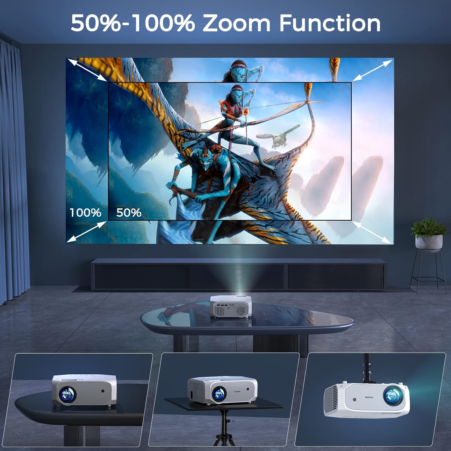 Projector with WiFi and Bluetooth - Native 1080P 5G WiFi 4K projector compatible with FUDONI 10000L Portable Outdoor with Screen, Home Theater Projector for iOS/Android/TV Stick/Laptop/HDMI/USB - Torange