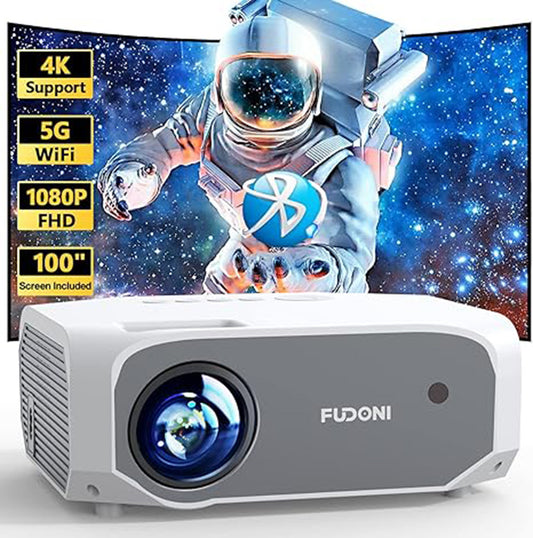 Projector with WiFi and Bluetooth - Native 1080P 5G WiFi 4K projector compatible with FUDONI 10000L Portable Outdoor with Screen, Home Theater Projector for iOS/Android/TV Stick/Laptop/HDMI/USB - Torange