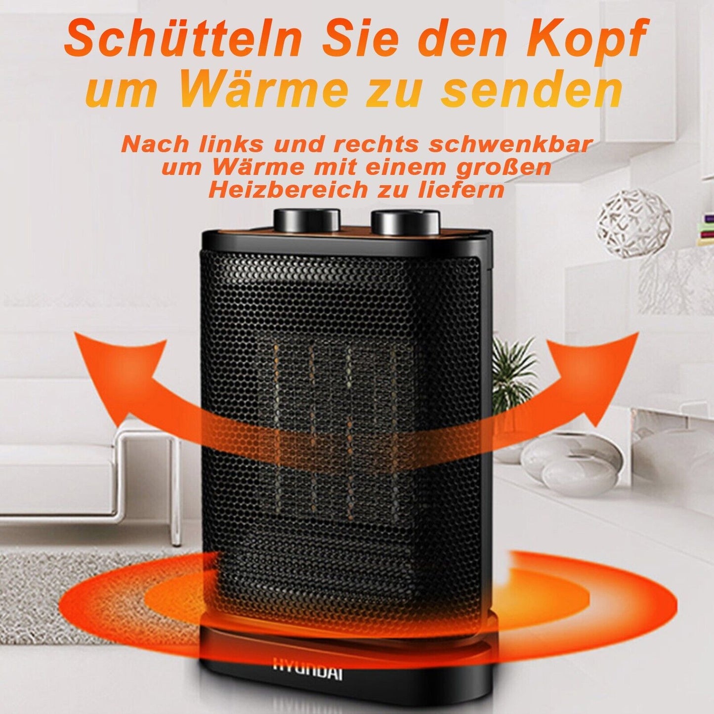 1500W Fan Heater Energy Saving PTC Ceramic Heater 3 Heat Levels, for Living Rooms, Offices, Workshops - Torange