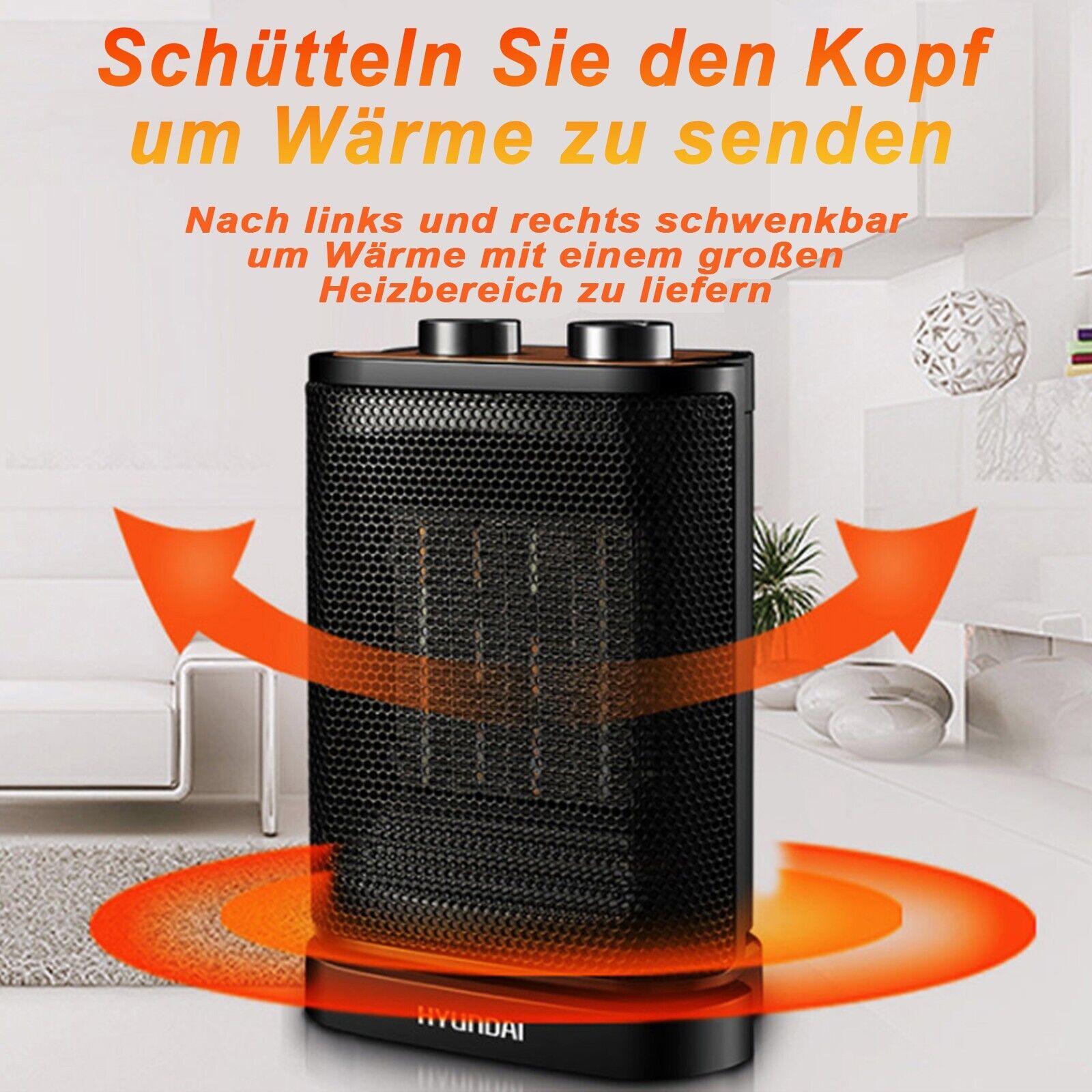 1500W Fan Heater Energy Saving PTC Ceramic Heater 3 Heat Levels, for Living Rooms, Offices, Workshops - Torange