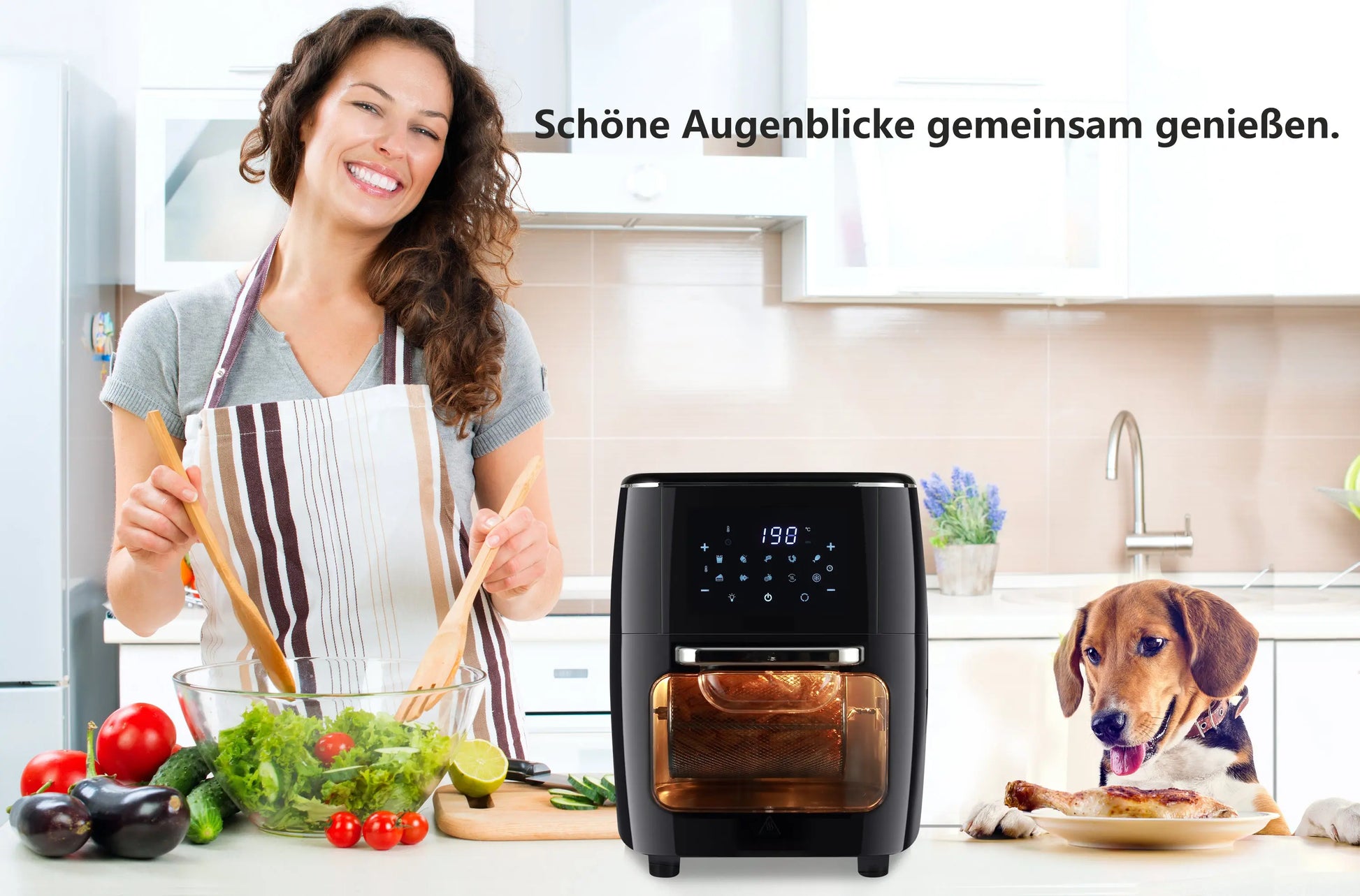 Hot air fryer Hot air fryer with updated Rapid Air technology, 1.4kg, 12L, 1700.00 W, 55% energy saving, 12 in 1 hot air fryer, 30 recipe book - Torange