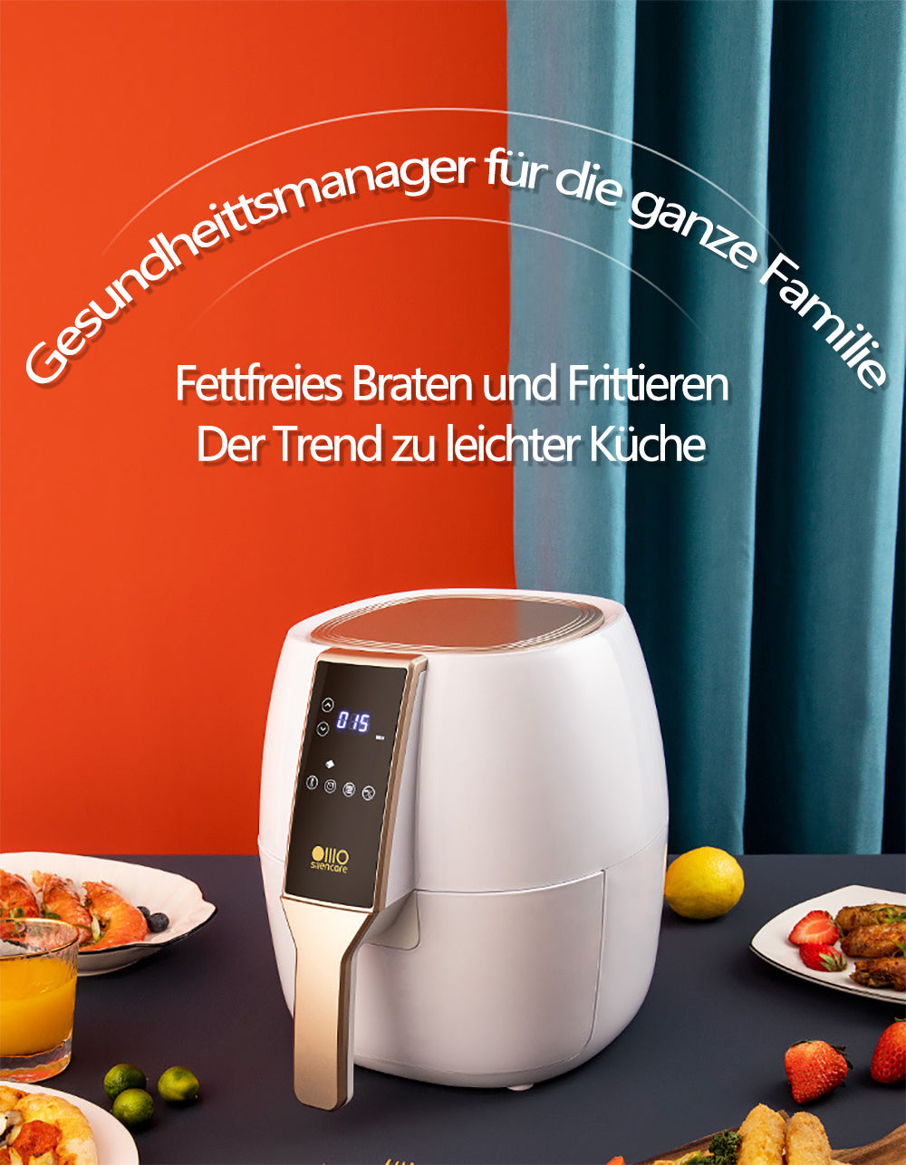 Air Fryer 4L Large Capacity Multifunction Air Fryer Fat-Free Cooking, 1400.00W, Healthy and Low Fat Simple and Elegant Kitchen Utensils - Torange
