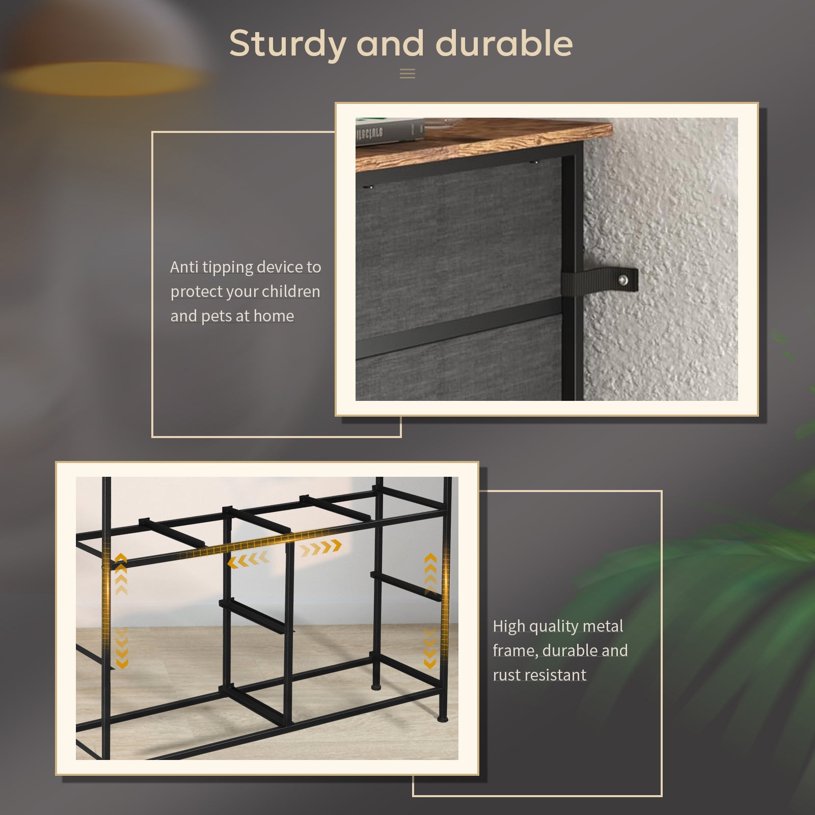 8 drawers, 4 large and 4 small, non-woven storage cabinets, cationic cloth surface + non-woven fabric drawers + particle board + iron frame 100*30*77cm, black wood grain drawer surface - Torange
