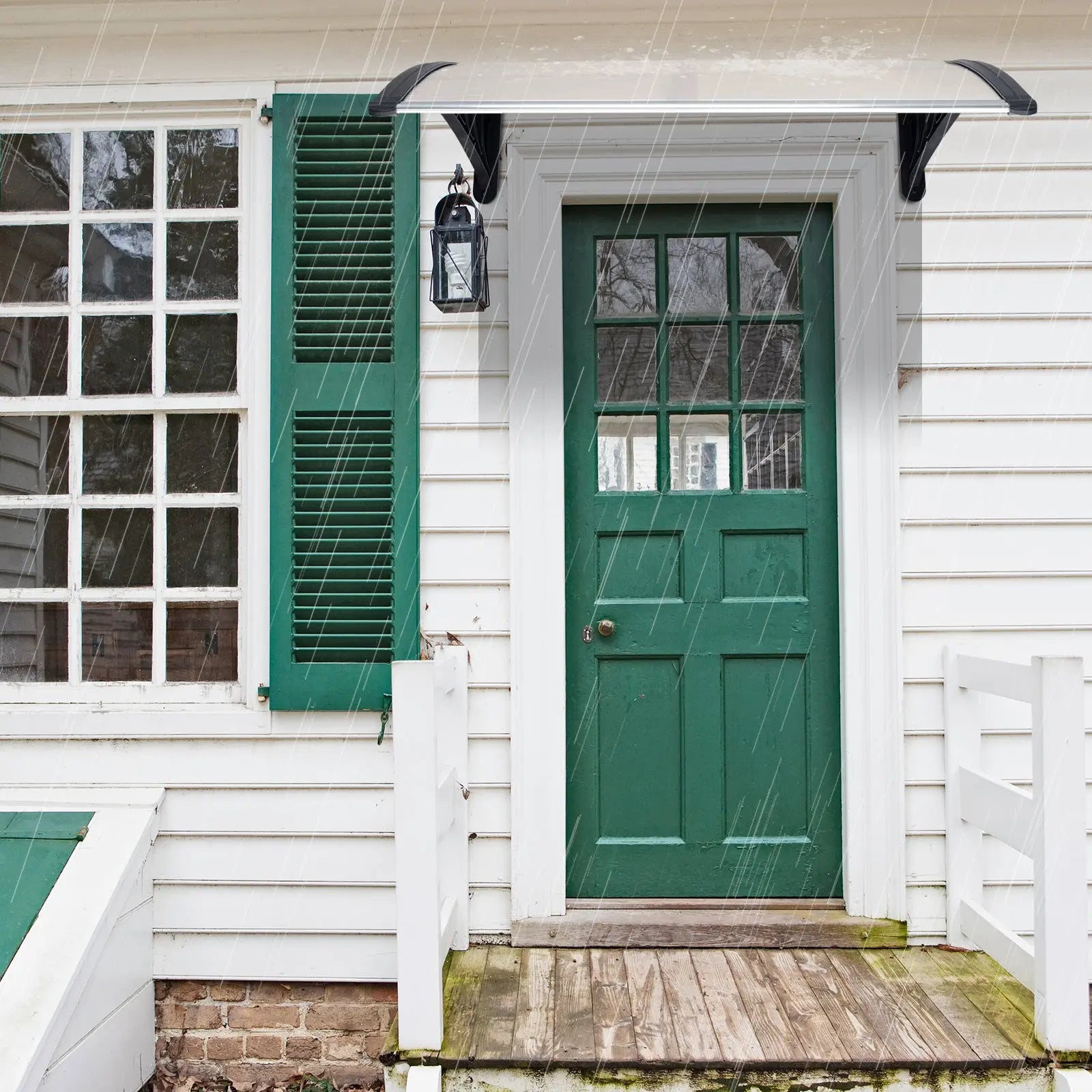 HT-100 x 80 Household Application Door & Window Rain Cover Eaves Canopy White & Black Bracket - Torange