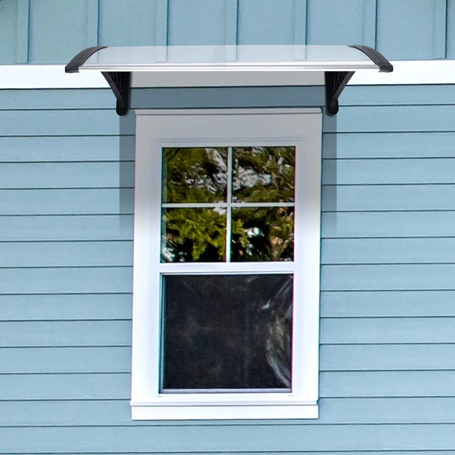 HT-100 x 80 Household Application Door & Window Rain Cover Eaves Canopy White & Black Bracket - Torange