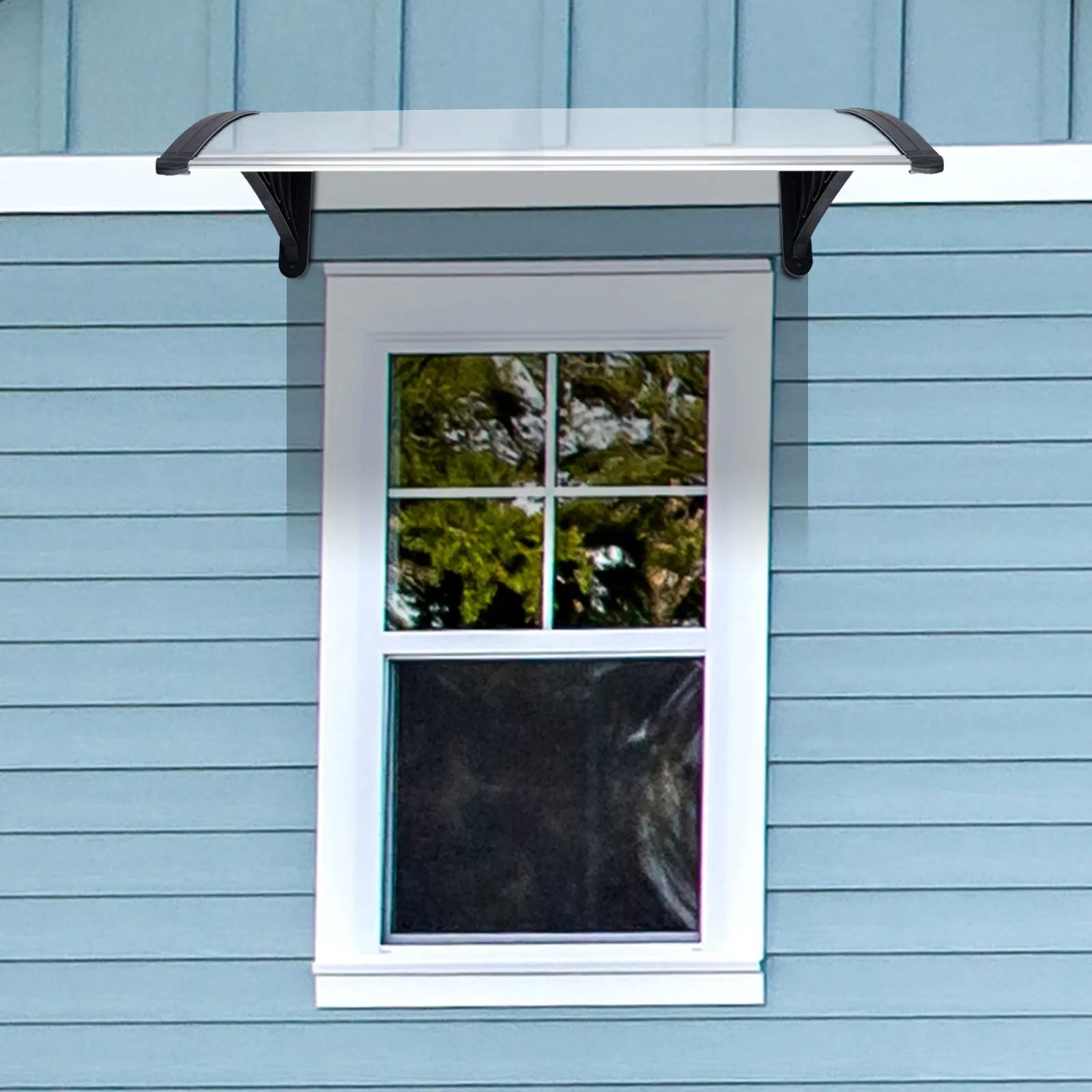 HT-100 x 80 Household Application Door & Window Rain Cover Eaves Canopy White & Black Bracket - Torange