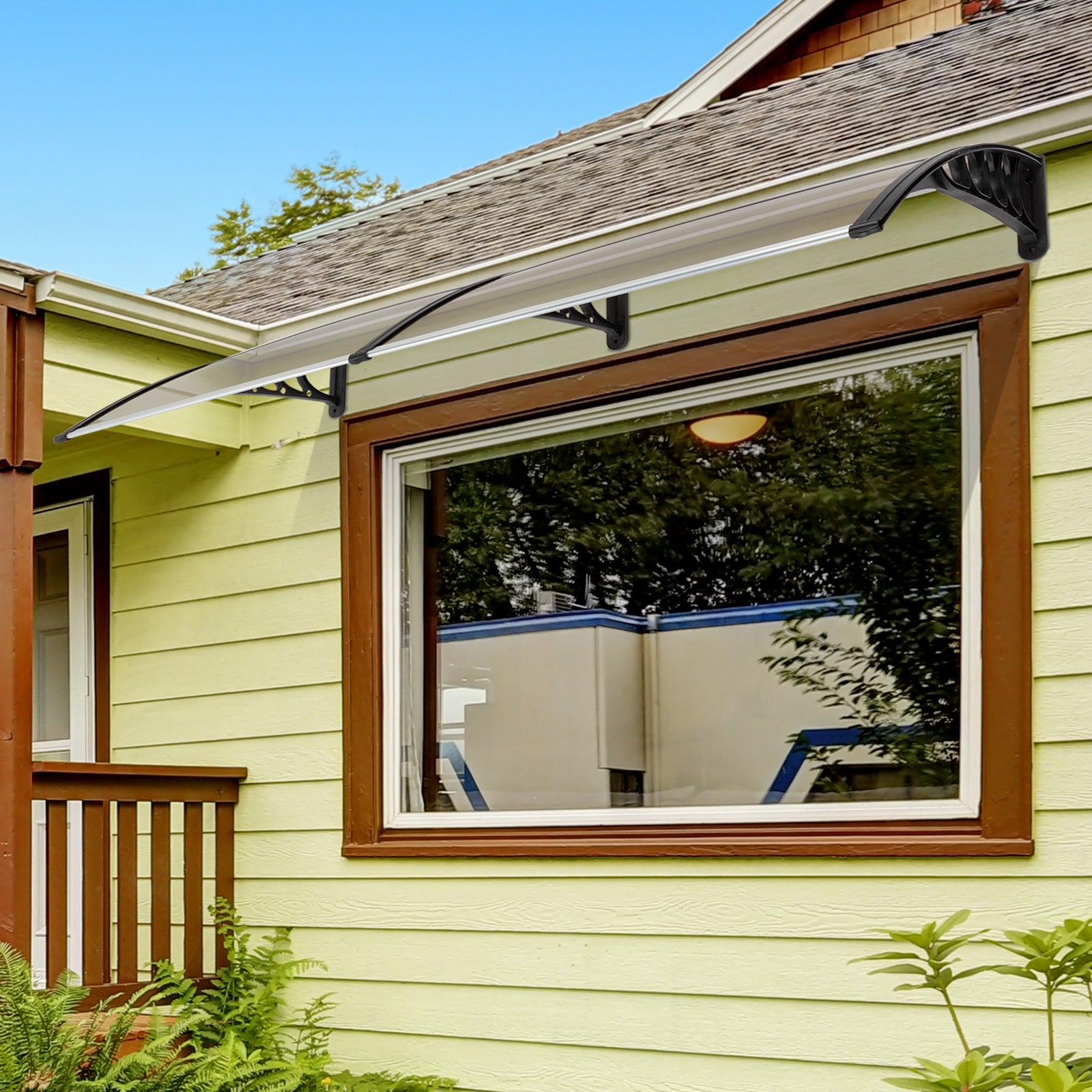 HT-200 x 100 Household Application Door & Window Rain Cover Eaves Brown Board & Black Holder - Torange