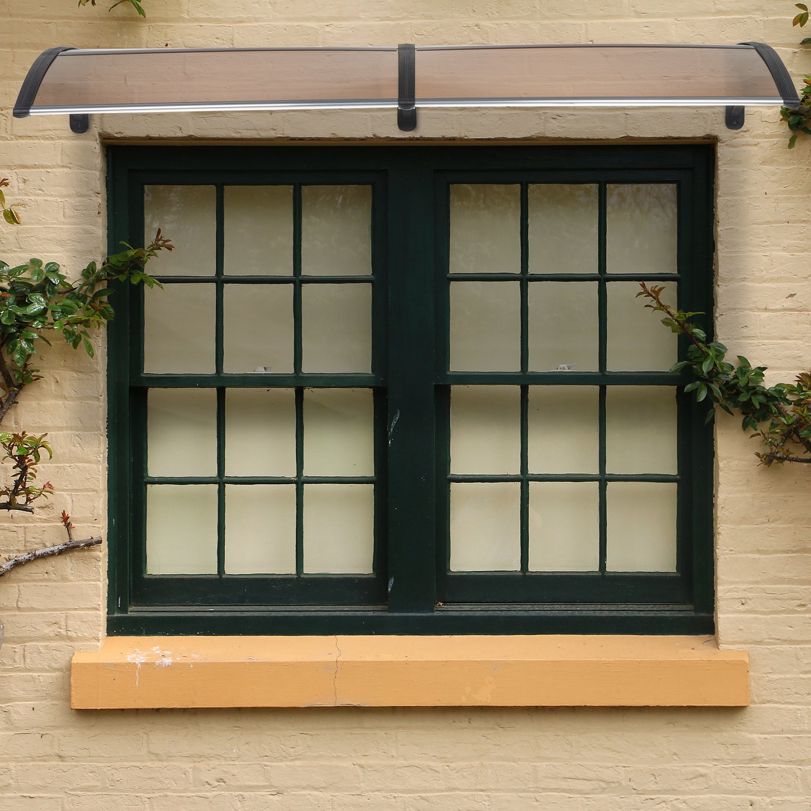HT-200 x 100 Household Application Door & Window Rain Cover Eaves Brown Board & Black Holder - Torange