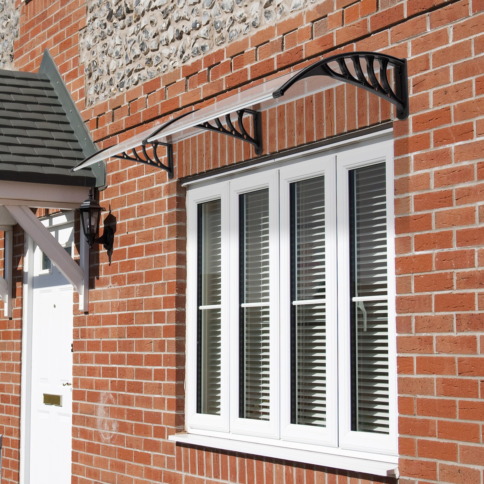 HT-200 x 100 Household Application Door & Window Rain Cover Eaves Brown Board & Black Holder - Torange