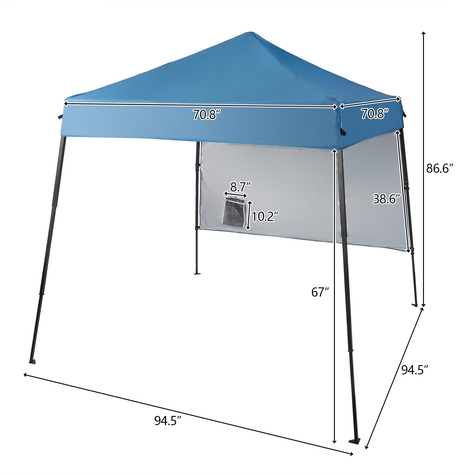 1.8*1.8m Beveled Oxford Cloth Black Plastic Sprayed Iron Pipe With One Side Cloth Backpack Storage Bag Folding Shed Sky Blue - Torange