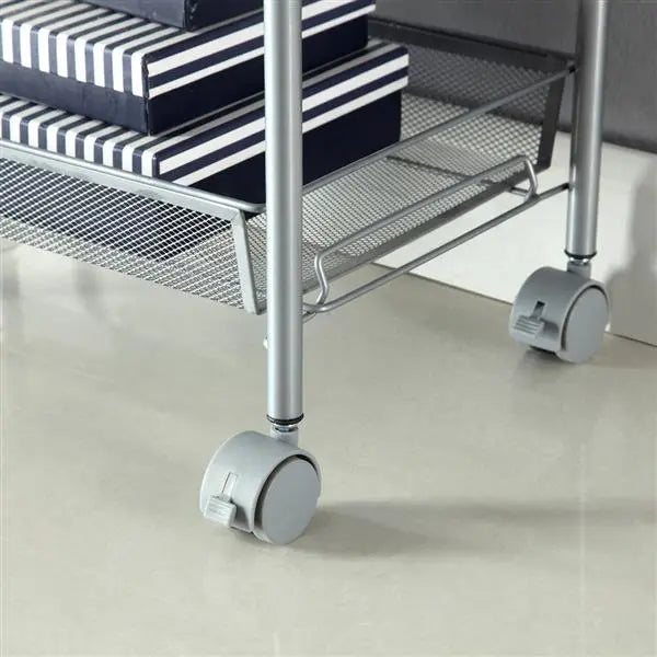 Honeycomb Mesh Style Three Layers Removable Storage Cart Silver - Torange