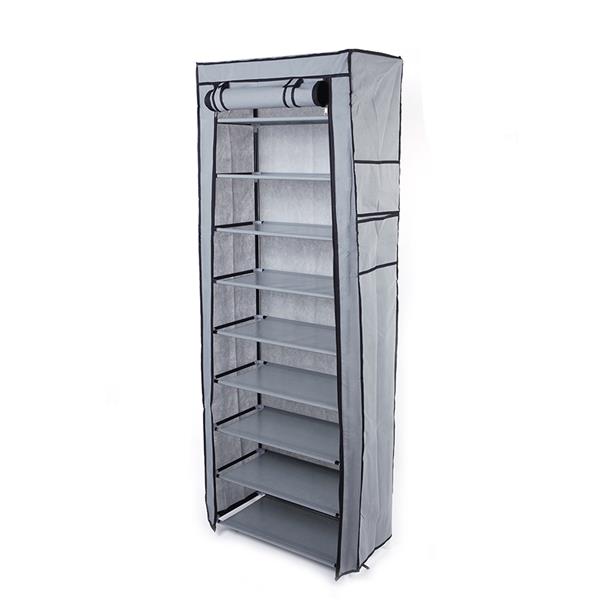 Fashionable Room-saving 9 Lattices Non-woven Fabric Shoe Rack Gray - Torange