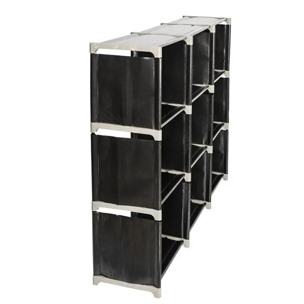 Multifunctional Assembled 3 Tiers 9 Compartments Storage Shelf Black - Torange