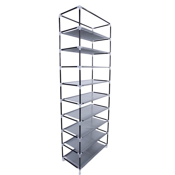 Fashionable Room-saving 9 Lattices Non-woven Fabric Shoe Rack Gray - Torange