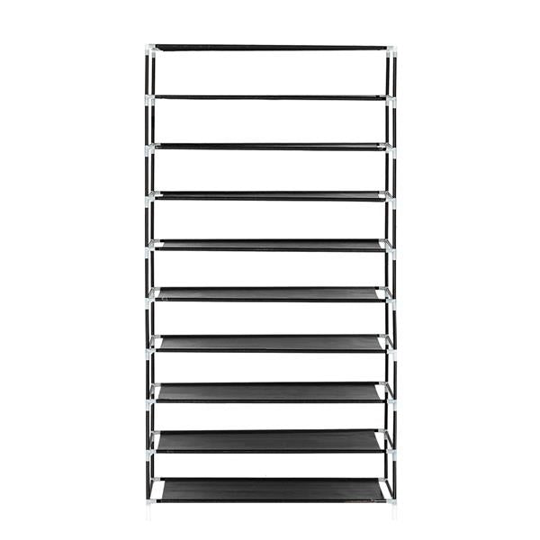 10 Tiers Shoe Rack with Dustproof Cover Closet Shoe Storage Cabinet Organizer Black - Torange