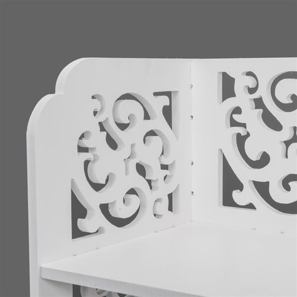 Wood-plastic Board Six Tiers Carved Shoe Rack White A - Torange