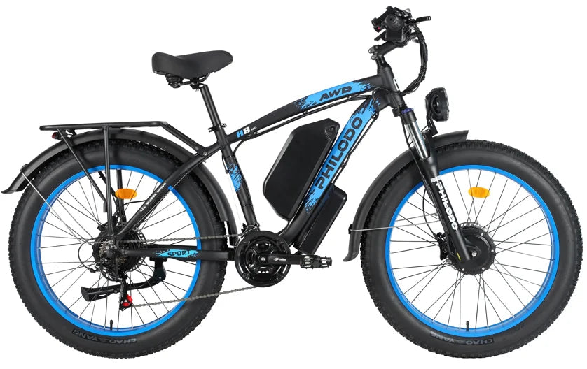 PHILODO H8 Electric Bike Peak Power 3000W Motor 48V26AH Lithium Battery Electric Bicycle Hydraulic Brake 26*4.0 Inch Tire E-Bike Torange