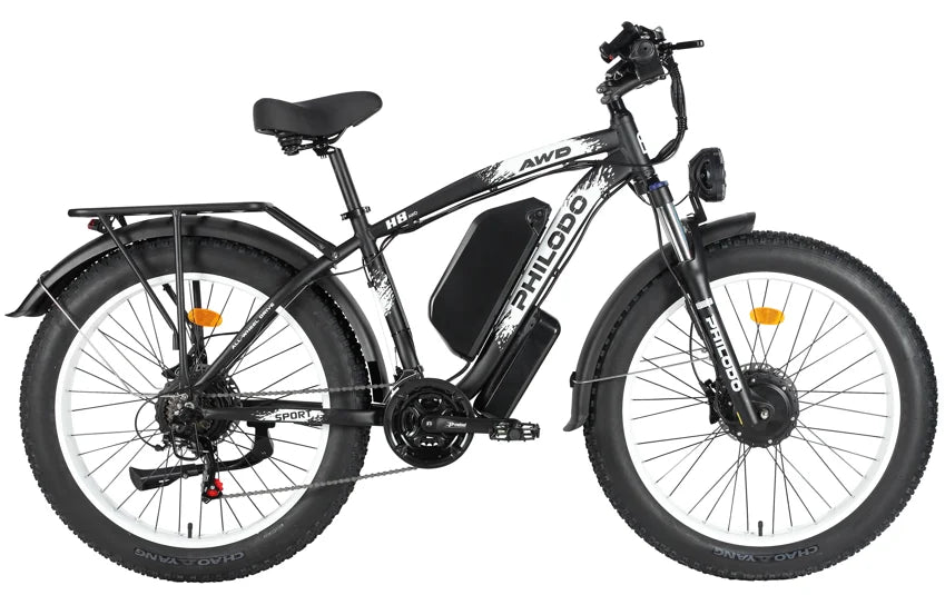 PHILODO H8 Electric Bike Peak Power 3000W Motor 48V26AH Lithium Battery Electric Bicycle Hydraulic Brake 26*4.0 Inch Tire E-Bike Torange