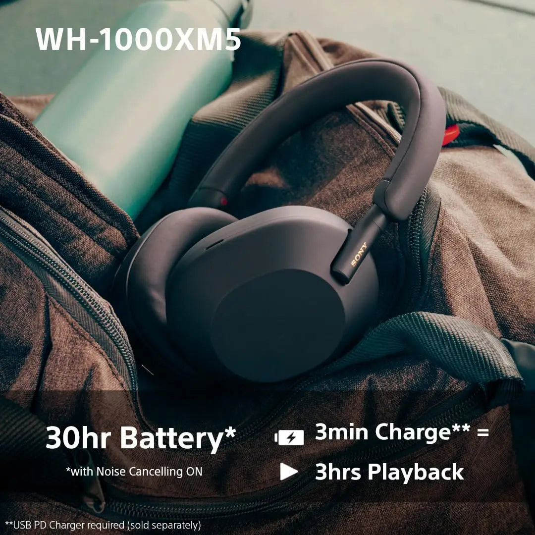 Sony WH-1000XM5 Noise Cancelling Wireless Over-Ear Headphones, Bluetooth, Clear Call Quality, Hi-Res, Up to 30hr Battery Life, Q