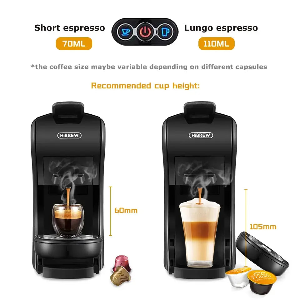 HiBREW Coffee Machine 19 Bar 4in1 Hot & Cold Multiple Capsule Espresso Cafetera Pod Coffee Maker Dolce Milk Nexpresso Powder H1A - Torange
