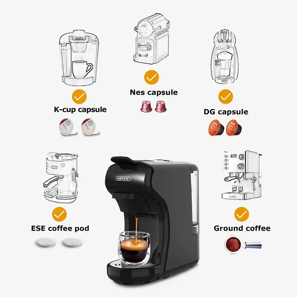HiBREW Coffee Machine 19 Bar 4in1 Hot & Cold Multiple Capsule Espresso Cafetera Pod Coffee Maker Dolce Milk Nexpresso Powder H1A - Torange