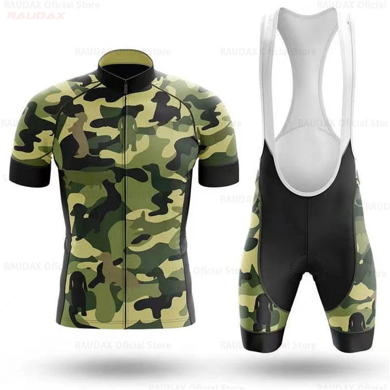 Camouflage Bike Uniform Pro Team Short Sleeve Maillot Ciclismo Man's Cycling Clothing Summer MTB Bike Riding Cycling Jersey Torange