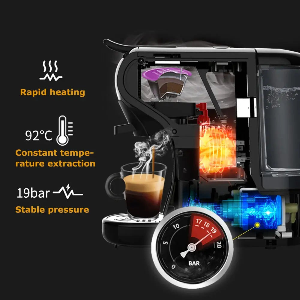 HiBREW Coffee Machine 19 Bar 4in1 Hot & Cold Multiple Capsule Espresso Cafetera Pod Coffee Maker Dolce Milk Nexpresso Powder H1A - Torange
