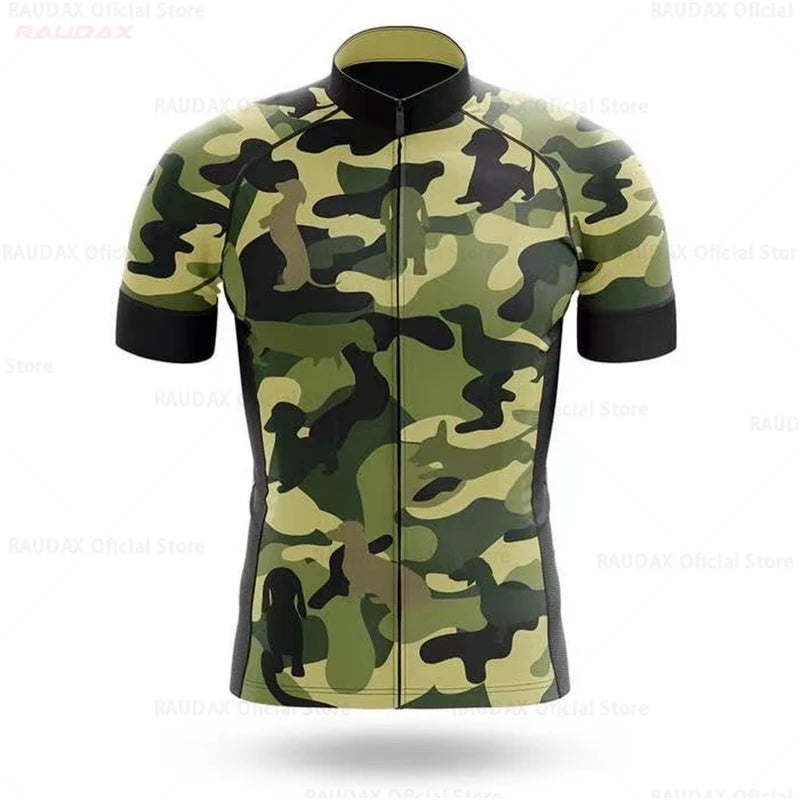 Camouflage Bike Uniform Pro Team Short Sleeve Maillot Ciclismo Man's Cycling Clothing Summer MTB Bike Riding Cycling Jersey Torange
