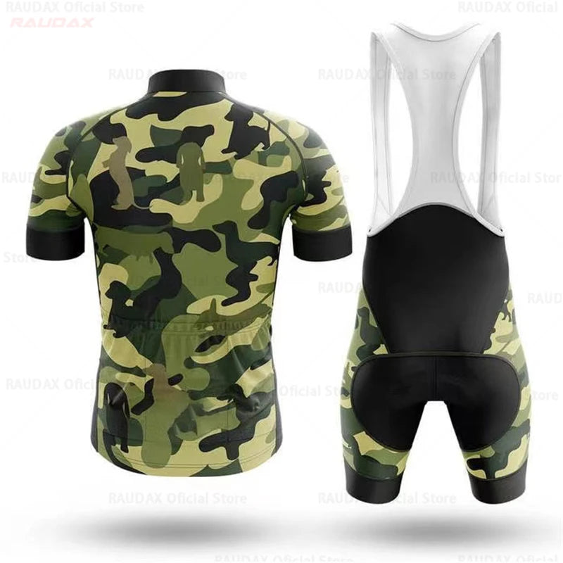 Camouflage Bike Uniform Pro Team Short Sleeve Maillot Ciclismo Man's Cycling Clothing Summer MTB Bike Riding Cycling Jersey Torange
