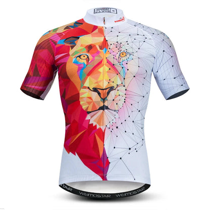 Summer men's cycling clothes motorcycle team off-road short-sleeved cycling lion mountain bike downhill cycling shirt cycling Torange