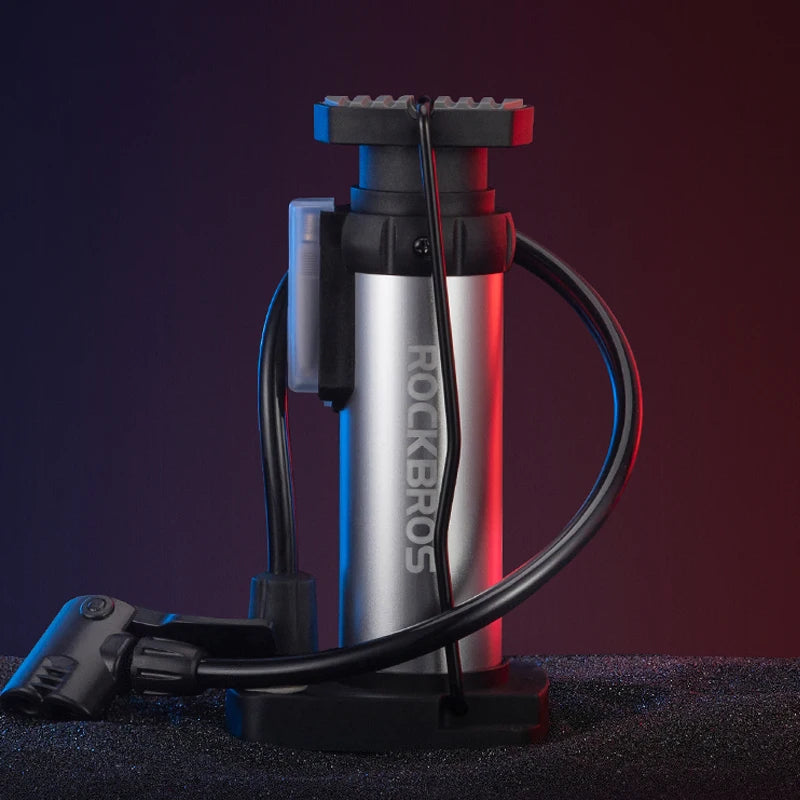 ROCKBROS Bicycle Pump Portable Mini Hand Pump Cycling Air Pump Bike Pump MTB Mountain Bike Pump 100PSI Inflator Foot Bomba Torange