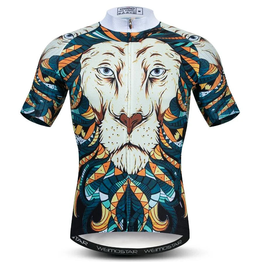 Summer men's cycling clothes motorcycle team off-road short-sleeved cycling lion mountain bike downhill cycling shirt cycling Torange