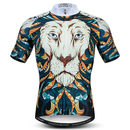Summer men's cycling clothes motorcycle team off-road short-sleeved cycling lion mountain bike downhill cycling shirt cycling Torange