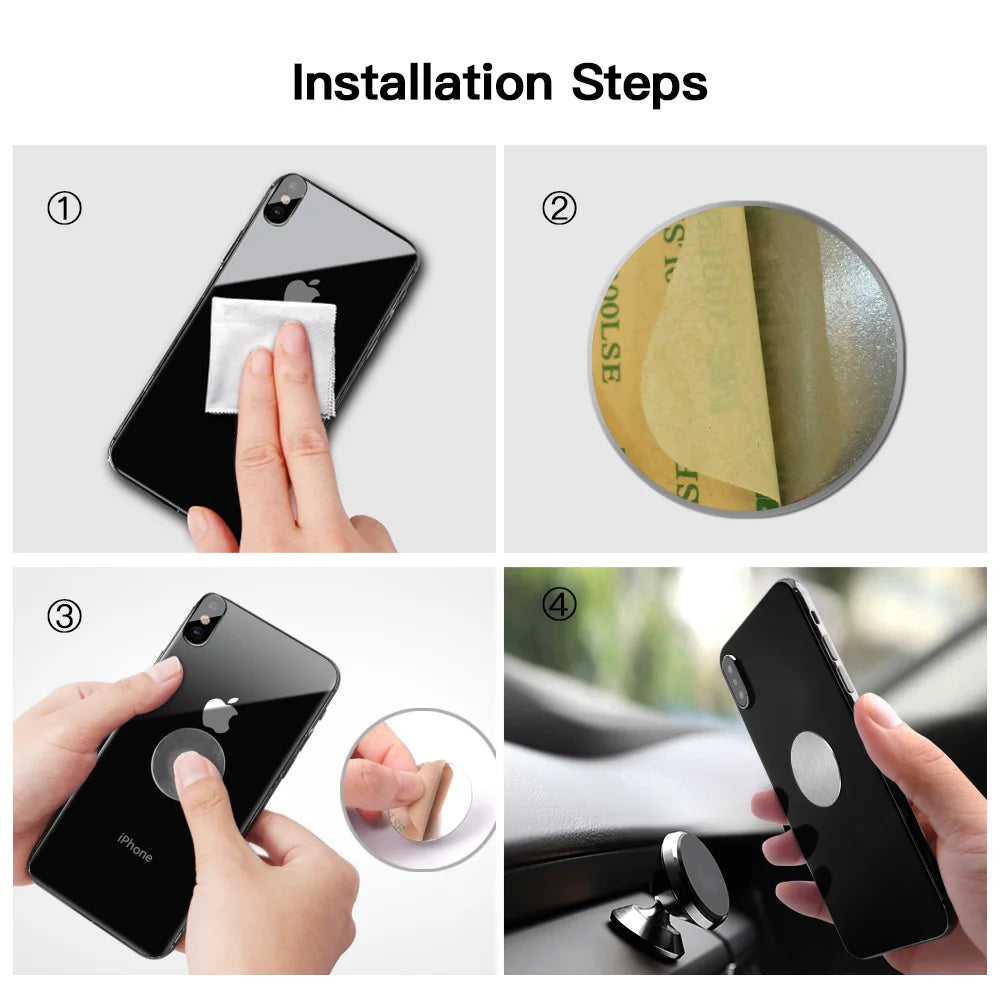 Car Phone Holder Metal Plate Magnetic Holder Round Square Sticker iron Sheet for Mobile Tablet Magnet Disk Desk Car Stand