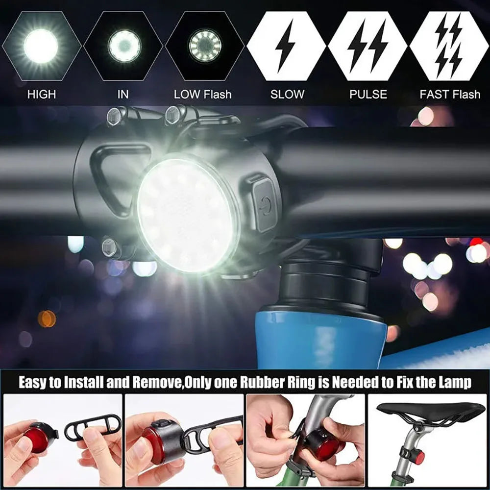 Bicycle Taillights Waterproof MTB Bike Lamp Battery Powered Warning Cycling Tail Light LED Headlight Rear Lamp Torange