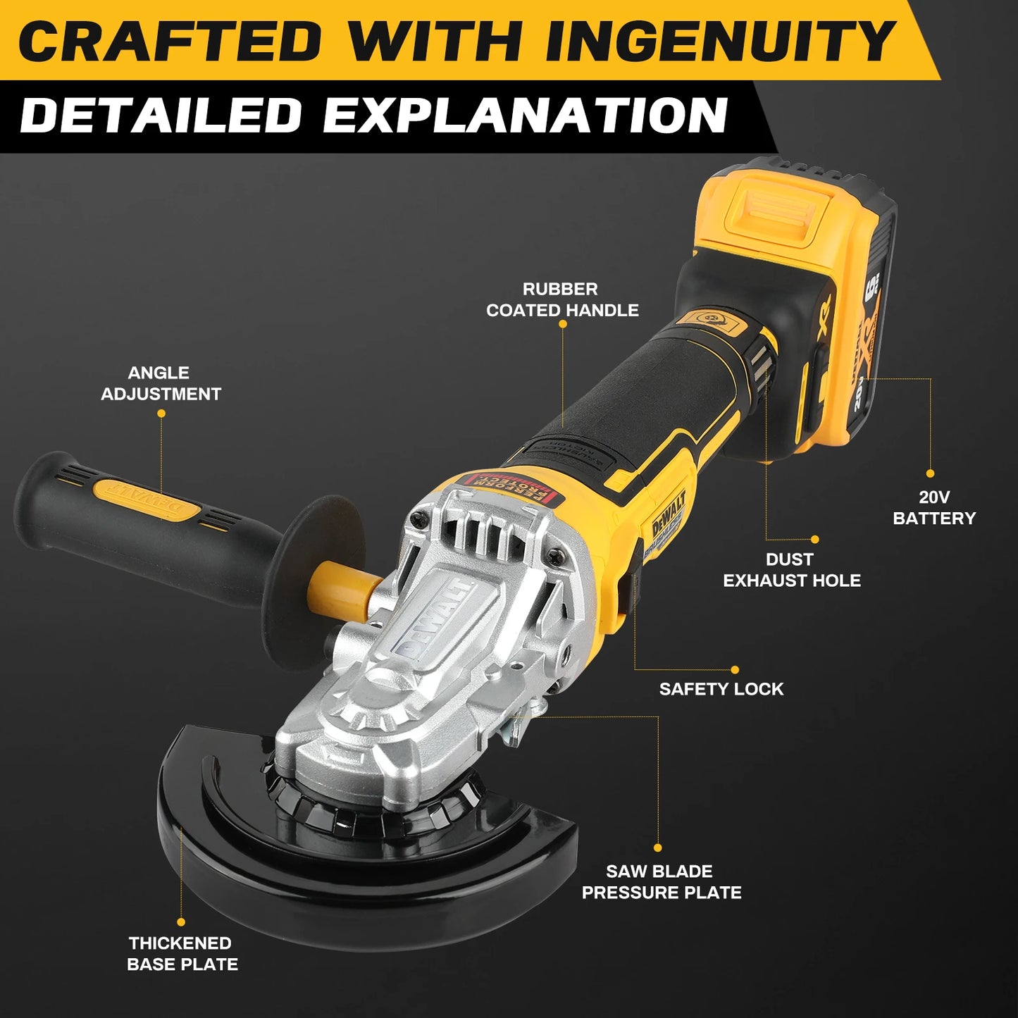 DEWALT DCG405FN 125MM lithium charging angle grinder multifunctional cutting machine wireless polishing machine