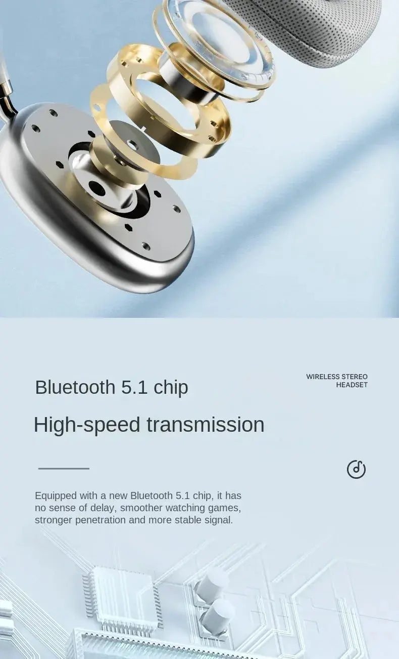 NEW P9 Pro Max Air Wireless Bluetooth Headphones Noise Cancelling Earphones Mic Pods Over Ear Sports Gaming Headset For Apple Torange