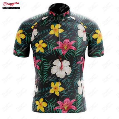 15 Styles Floral Cycling Jersey for Men Short Sleeve Reflective MTB Maillot Downhill Pro Team Mountain Bicycle Clothing Summer Torange
