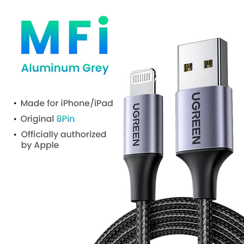 UGREEN MFi USB to Lightning Cable for iPhone 14 13 12 Pro Max 2.4A Fast Charging for iPhone for iPad Phone Data Cable Torange