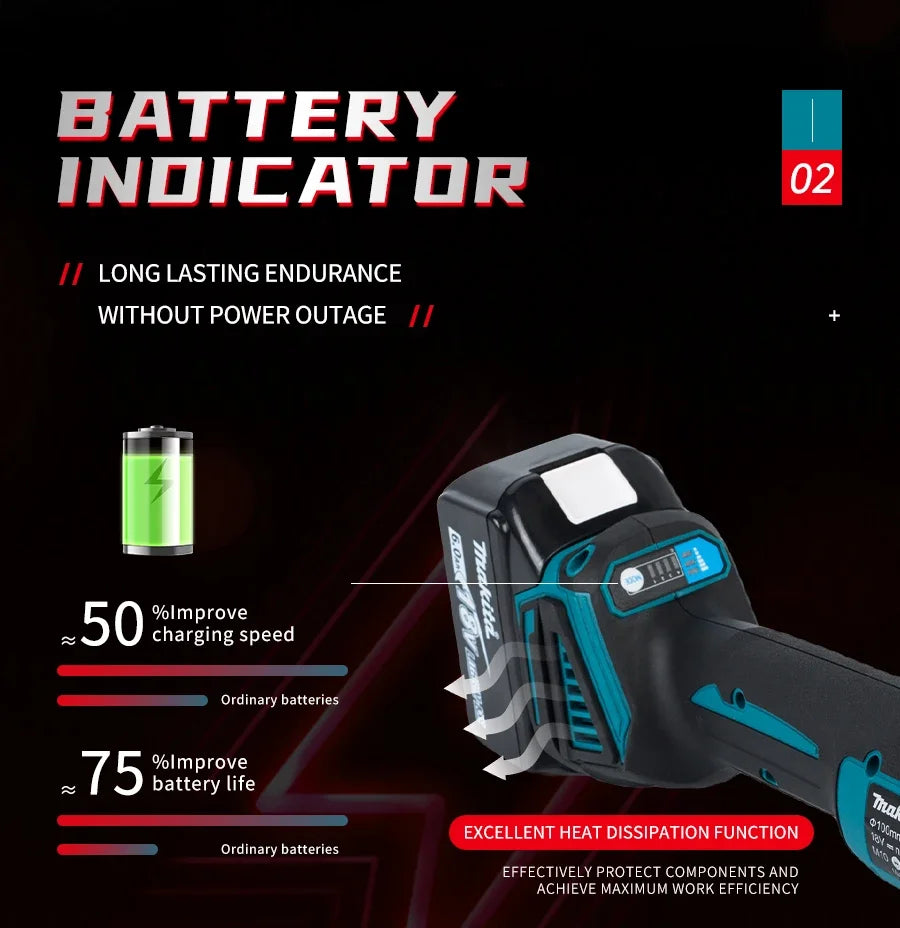 Makita 18V DGA404 Brushless Lithium Electric Angle Grinder Rechargeable Cutting Machine High Power Polishing Machine