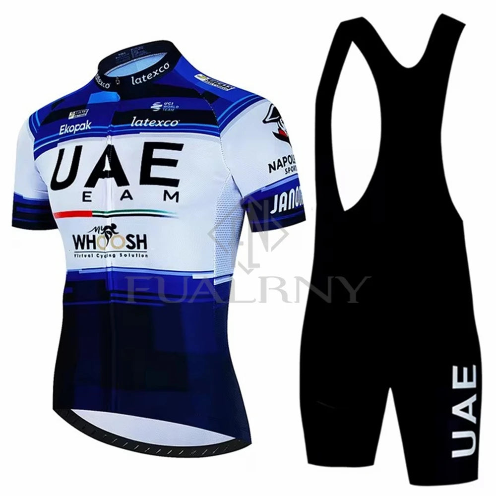 UAE Summer Cycling Jersey Set Men's Cycling Clothing Bicycle Short Sleeve Road Bike Clothes Suit Mtb Maillot Culotte Ciclismo Torange