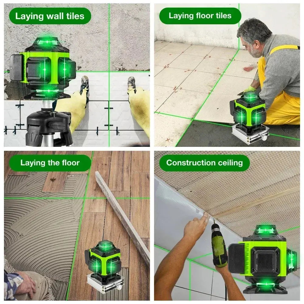 High Precision360° Self-leveling Laser Level Instrument with 3000mAh Battery High Power Green Laser 3D/4D 12/16 Lines Laser Vert Torange