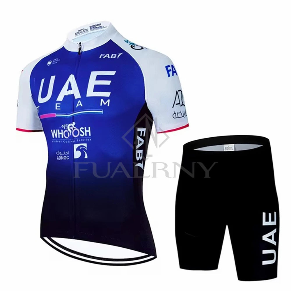 UAE Summer Cycling Jersey Set Men's Cycling Clothing Bicycle Short Sleeve Road Bike Clothes Suit Mtb Maillot Culotte Ciclismo Torange