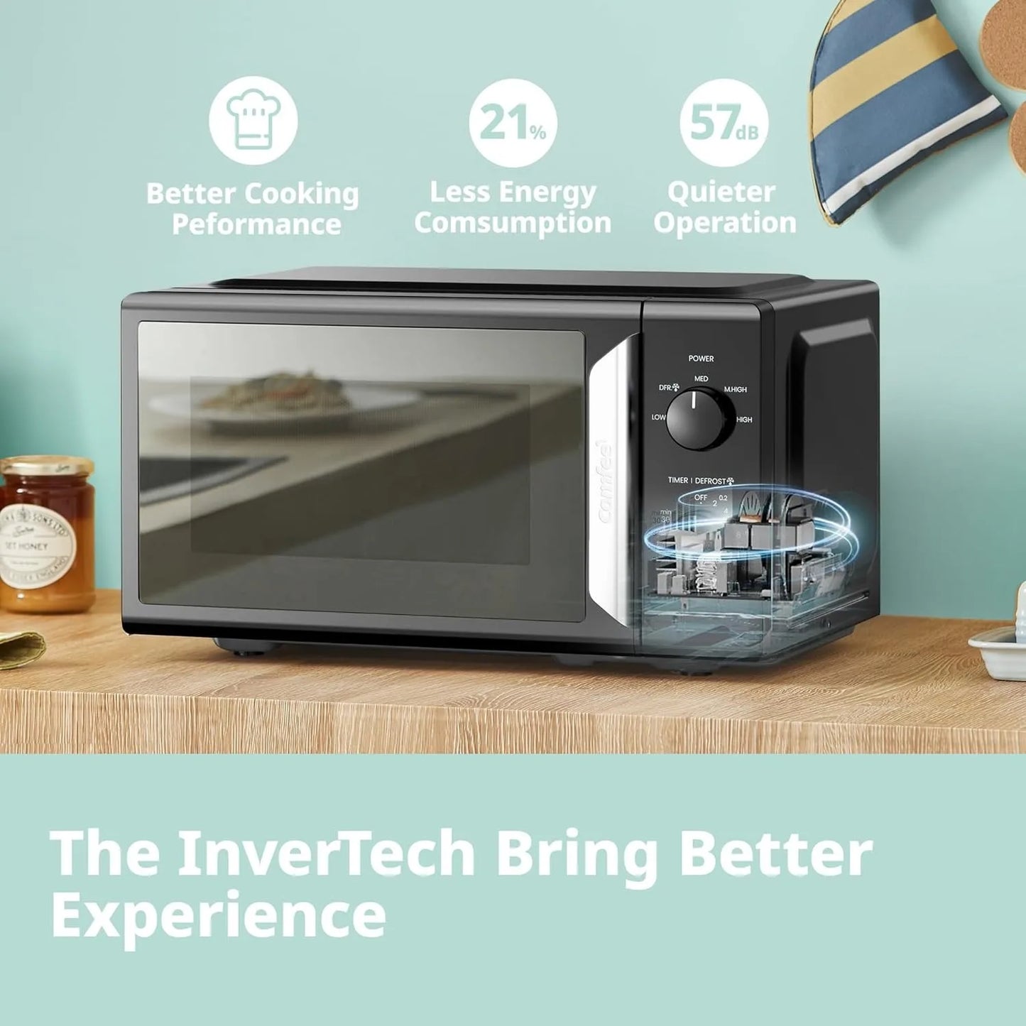 COMFEE Microwave Oven InverTech and Quick Defrost Function