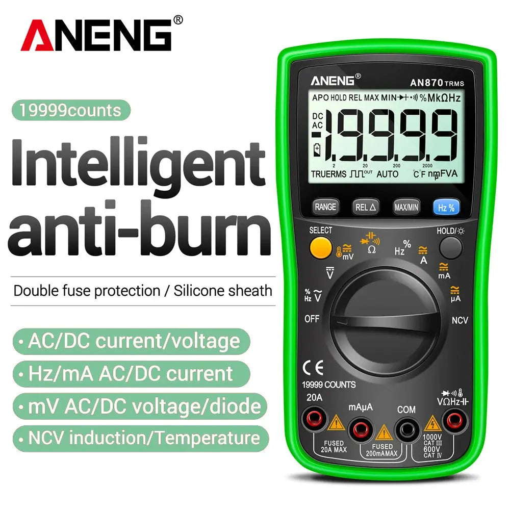 ANENG AN870 Digital Multimeter 19999 Counts True Rms Multimeters Transistor Tester Voltimetro Profesional Capacitance Meter Torange