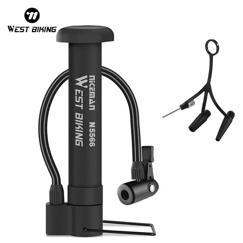 WEST BIKING MTB Bicycle Pump 80 PSI Bike Manual Air Pump Balloon Tire Inflator Schrader Valve Floor Pump Cycling Accesories Torange