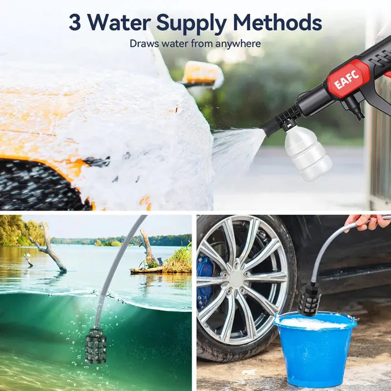 EAFC100Bar Portable High Pressure Washer Car Water Gun Lithium Battery Charging Cleaner for Garden Irrigation Spray Gun Home Gar Torange